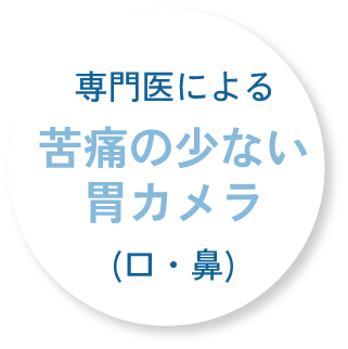 専門医による苦痛の少ない胃カメラ(口・鼻)